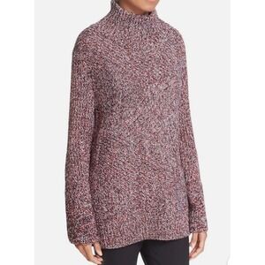Rag & Bone Women's Bry Merino Wool Mock Neck Oversized‎ Sweater Red Black Medium